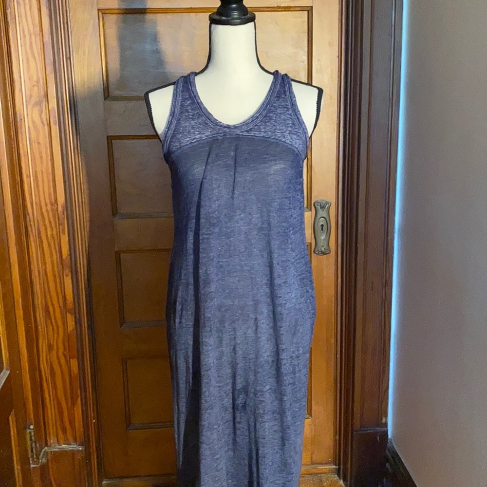 Heathered blue Athleta racer back tshirt dress